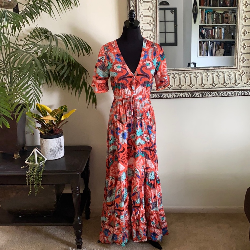 LAST DAY ON POSH 8/15/26 Short Sleeve V-Neck Button Top Maxi